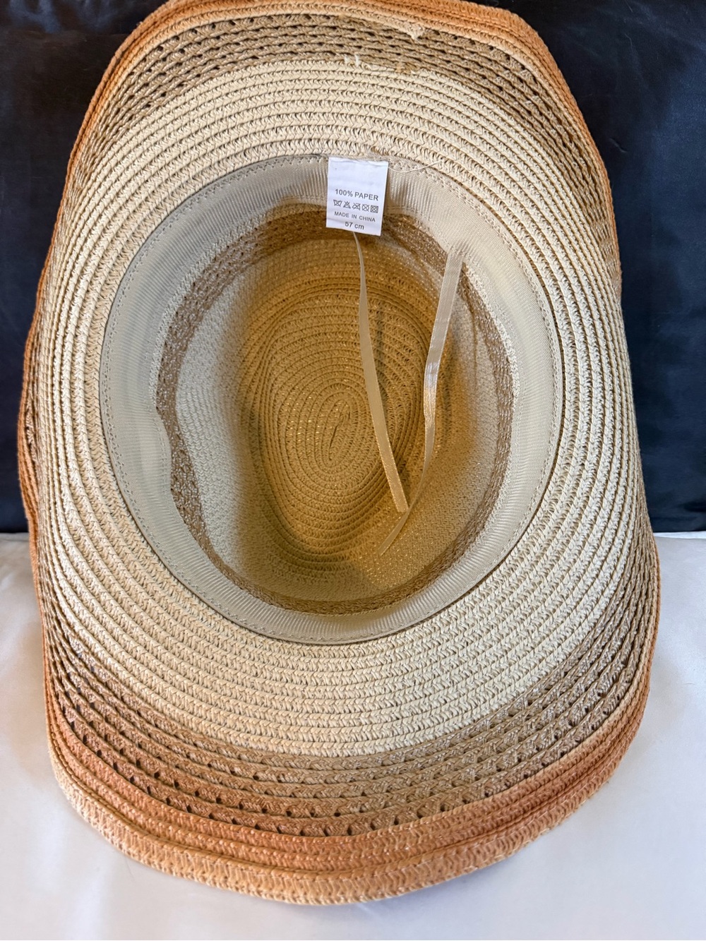 NWOT Western Hat w/Turquoise Amber Colored Bead Band Adjustable Sweatband Sizing - Picture 3 of 3